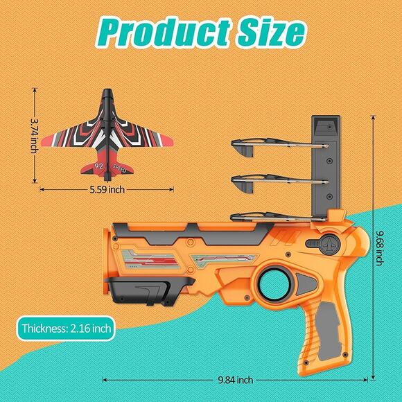 Bubble Plane Toy, Ejection Model Foam with 8 Pcs Glider Launcher, Outdoor - Picture 11 of 12